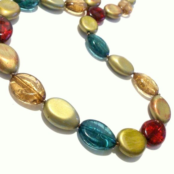 Long Asymmetrical Multi Color Chunky Bead Necklace - Picture 4 of 4